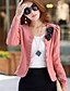 cheap Women&#039;s Blazers &amp; Jackets-Women&#039;s Spring Regular Blazer, Solid Colored Round Neck Long Sleeve Polyester / Others White / Black / Pink