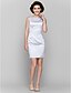 cheap Mother of the Bride Dresses-A-Line Jewel Neck Knee Length Charmeuse Mother of the Bride Dress with Pleats by LAN TING BRIDE®