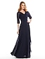 cheap Mother of the Bride Dresses-A-Line Mother of the Bride Dress Vintage Inspired V Neck Floor Length Chiffon Half Sleeve with Criss Cross Beading 2023