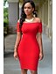 Χαμηλού Κόστους Γυναικεία Φορέματα-Γυναικεία Φόρεμα Εξώπλατο Χαμόγελο Ως το Γόνατο Κοντομάνικο Πολυεστέρας / Spandex