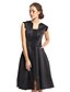 cheap Prom Dresses-A-Line Fit &amp; Flare Little Black Dress Celebrity Style Cocktail Party Prom Dress Square Neck Sleeveless Knee Length Satin with Sequin 2020