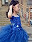 זול שמלות לילדות פרחים-נשף א-סימטרי שמלה לנערת הפרחים  תחרות שמלת נשף חמודה פוליאסטר עם פרח מתאים 3-16 שנים