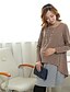 cheap Maternity Dresses-Light Brown Yellow Long Sleeve Patchwork Color Block Layered All Seasons Round Neck M L XL XXL 3XL 4XL / Cotton / Plus Size / Above Knee / Cotton