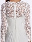 cheap Wedding Dresses-Beach Boho Wedding Dresses Sheath / Column V Neck Long Sleeve Sweep / Brush Train Chiffon Bridal Gowns With Lace Buttons 2024