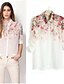 cheap Women&#039;s Blouses &amp; Shirts-Women&#039;s Floral White Shirt , Shirt Collar Long Sleeve