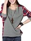 abordables Blusas y camisas de mujer-Mujer Blusa Camisa Plaid Escote Redondo Pantalla de color Negro Gris Manga Larga Diario Fin de semana Tops Algodón Casual