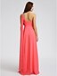 cheap Bridesmaid Dresses-A-Line Bridesmaid Dress One Shoulder Sleeveless Elegant Floor Length Georgette with Criss Cross