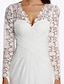 cheap Wedding Dresses-Beach Boho Wedding Dresses Sheath / Column V Neck Long Sleeve Sweep / Brush Train Chiffon Bridal Gowns With Lace Buttons 2024