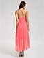 cheap Bridesmaid Dresses-A-Line Bridesmaid Dress Spaghetti Strap Sleeveless Open Back Asymmetrical Georgette with Ruched