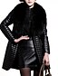 cheap Women&#039;s Furs &amp; Leathers-Going out Long Solid Color Long Sleeve Faux Fur Patchwork Black
