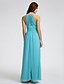 cheap Bridesmaid Dresses-Sheath / Column Bridesmaid Dress Jewel Neck Sleeveless Elegant Ankle Length Georgette with Ruched