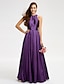 cheap Bridesmaid Dresses-A-Line Jewel Neck Floor Length Taffeta Bridesmaid Dress with Sash / Ribbon by LAN TING BRIDE®