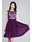 cheap Cocktail Dresses-Ball Gown Fit &amp; Flare Homecoming Cocktail Party Dress Scoop Neck Sleeveless Short / Mini Chiffon with Beading Appliques 2020