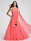 cheap Bridesmaid Dresses-A-Line Bridesmaid Dress One Shoulder Sleeveless Elegant Floor Length Georgette with Criss Cross