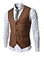 abordables Gilets-Homme Quotidien Travail Couleur Pleine Polyester Pour des hommes Costume Rouge Kaki Blanche / Sans Manches