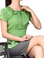 abordables Tops de tallas grandes-Mujer Blusa Color sólido Diario Plisado Volante Manga Corta Tops Ropa de calle Verde Blanco