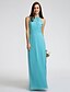 cheap Bridesmaid Dresses-Sheath / Column Bridesmaid Dress Jewel Neck Sleeveless Elegant Ankle Length Georgette with Ruched