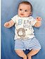 billige Sett med babyklær til jente-Baby Gutt Tøysett Bomull Sommer Kort Erme Dyremønster Oransje Blå