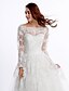 cheap Wedding Dresses-A-Line Bateau Neck Court Train Lace / Tulle Long Sleeve Romantic / Glamorous See-Through / Plus Size / Backless Made-To-Measure Wedding Dresses with Lace / Appliques 2020