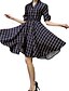 levne Vintage šaty-Dámské Plášťové šaty Kostičky Plisé Celý rok Do V Jednoduchý Práce Černá S M L XL