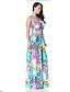 cheap Women&#039;s Dresses-Plus Size Beach Skater Dress - Floral, Backless Ruffle Maxi Deep V