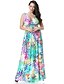 cheap Women&#039;s Dresses-Plus Size Beach Skater Dress - Floral, Backless Ruffle Maxi Deep V