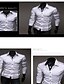 رخيصةأون قمصان رجالية-رجالي قميص لون سادة أبيض أسود رمادي كم طويل قياس كبير مناسب للبس اليومي قمم قطن