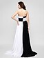 cheap Prom Dresses-A-Line Color Block Prom Formal Evening Dress Strapless Sleeveless Sweep / Brush Train Chiffon with Criss Cross 2020