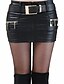 cheap Mini Skirt-Women&#039;s Bodycon Mini PU Faux Leather Black Red Skirts Fall Split Streetwear Sexy Daily Wear Going out S M L