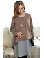 cheap Maternity Dresses-Light Brown Yellow Long Sleeve Patchwork Color Block Layered All Seasons Round Neck M L XL XXL 3XL 4XL / Cotton / Plus Size / Above Knee / Cotton
