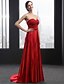 cheap Evening Dresses-A-Line Formal Evening Dress Strapless Sweep / Brush Train Charmeuse with Beading 2020