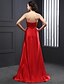 cheap Evening Dresses-A-Line Formal Evening Dress Strapless Sweep / Brush Train Charmeuse with Beading 2020