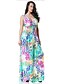 cheap Women&#039;s Dresses-Plus Size Beach Skater Dress - Floral, Backless Ruffle Maxi Deep V