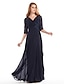 cheap Mother of the Bride Dresses-A-Line Mother of the Bride Dress Vintage Inspired V Neck Floor Length Chiffon Half Sleeve with Criss Cross Beading 2023