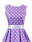 abordables Robes Femme-Femme Patineuse Sans Manches Rétro Vintage Pois Col Rond Coton Ceinture Incluse Standard Violet S M L XL XXL