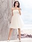 זול שמלות כלה-אולם שמלות חתונה גזרת A סטרפלס סטרפלס באורך  הברך טול שמלות כלה עם אסוף 2023