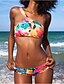 cheap Women&#039;s Swimwear &amp; Bikinis-Women&#039;s Swimwear Bikini Swimsuit Floral Rainbow Halter Neck Bathing Suits Floral Cutouts