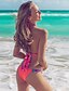 olcso Bikinik és fürdőruhák-Női Egyszínű Pánt Fukszia Bikini Fürdőruha Fürdőruha - Nyomtatott Fukszia