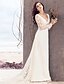 Χαμηλού Κόστους Νυφικά Φορέματα-Φορεματα για γαμο Ίσια Γραμμή Λαιμόκοψη V Μακρυμάνικο Ουρά μέτριου μήκους Δαντέλα Νυφικά φορέματα Με Δαντέλα 2023