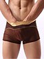 baratos Moda Íntima Exótica para Homem-Homens Com Transparência Super Sexy Boxer Curto - Com Transparência, Sólido Cintura Média Preto Marron Branco M L XL