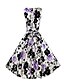 billige Vintagekjoler-Dame I-byen-tøj Vintage Bomuld A-linje Kjole - Blomstret, Trykt mønster Knælang Bateau-hals