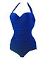 cheap One-piece swimsuits-Women&#039;s Halter Neck Wine Light Blue Royal Blue Briefs One-piece Swimwear - Solid Colored M L XL Wine / Padded Bras
