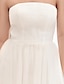 זול שמלות כלה-אולם שמלות חתונה גזרת A סטרפלס סטרפלס באורך  הברך טול שמלות כלה עם אסוף 2023