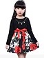cheap Dresses-Girls&#039; Floral Floral Long Sleeve Dress Black