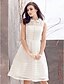 olcso Menyasszonyi ruhák-Esküvői ruhák A-vonalú Ékszer Ujjatlan Térdig érő Organza Menyasszonyi ruhák Val vel Ráncolt Virág 2023