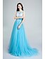cheap Special Occasion Dresses-A-Line Scoop Neck Sweep / Brush Train Tulle Open Back Formal Evening Dress with Beading / Appliques by TS Couture®