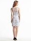 cheap Mother of the Bride Dresses-Sheath / Column Mother of the Bride Dress Bateau Neck Short / Mini Lace Satin Sleeveless with Lace 2020
