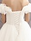 cheap Wedding Dresses-Wedding Dresses A-Line Off Shoulder Short Sleeve Sweep / Brush Train Tulle Bridal Gowns With Sequin 2023