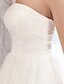 cheap Wedding Dresses-Hall Wedding Dresses A-Line Strapless Strapless Knee Length Tulle Bridal Gowns With Ruched 2023