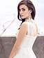 cheap Wedding Dresses-Wedding Dresses A-Line Jewel Neck Sleeveless Knee Length Organza Bridal Gowns With Ruched Flower 2023